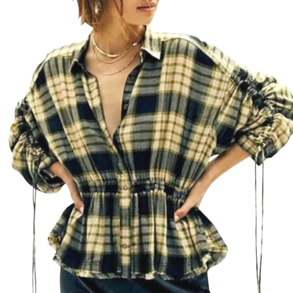 Free People - Pacific Dawn Plaid Shirt - Size L